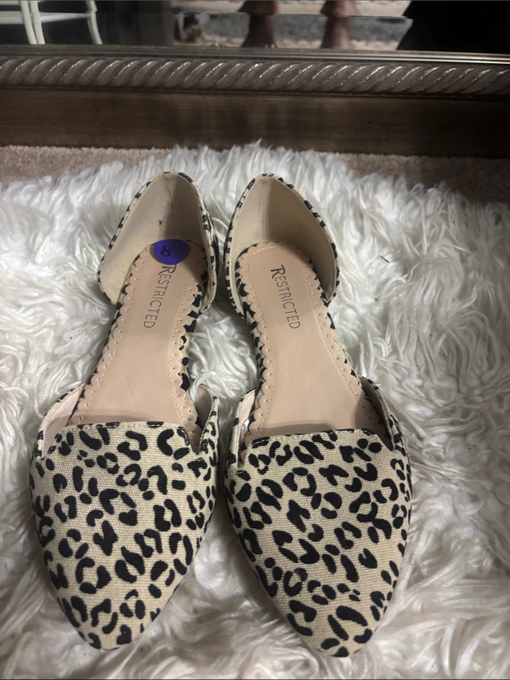 Restricted D'Orsay Leopard Print Flats in Beige and Black